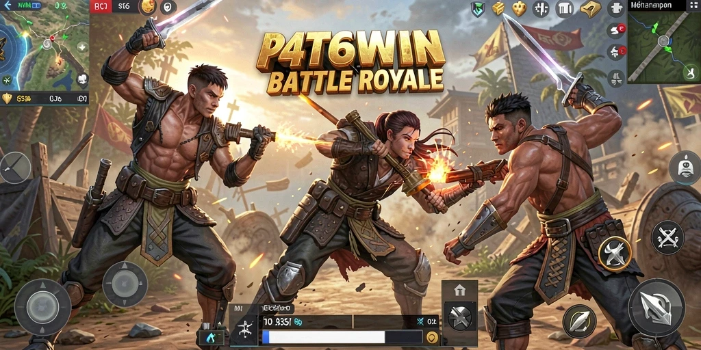 Tampilan gameplay seru dalam pertempuran Battle Royale yang intens.