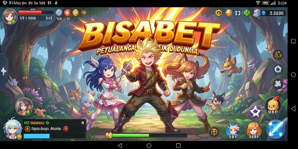 Tangkapan layar utama BISABET menunjukkan pertempuran epik antara karakter anime.