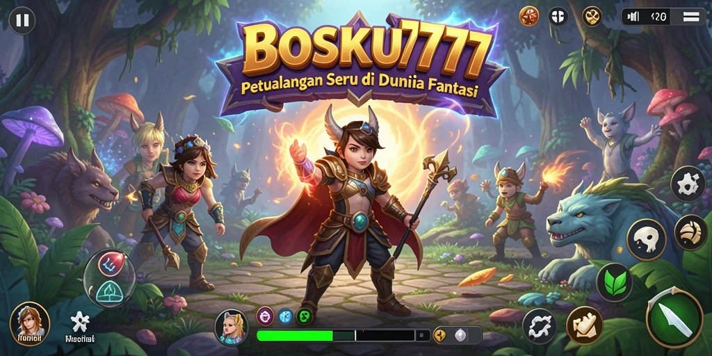 Screenshot gameplay BOSKU777 menunjukkan petualangan penuh warna dan tantangan.