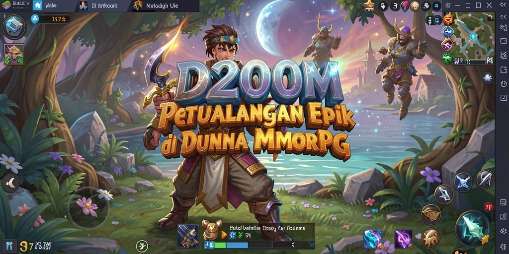 Tampilan gameplay D200M yang memukau dengan aksi petualangan MMORPG.