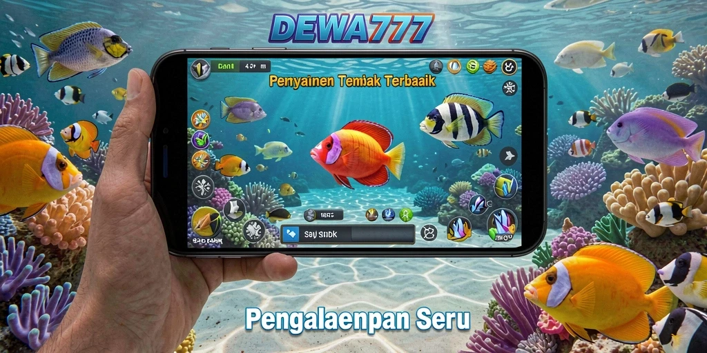 Tampilan gameplay DEWA777 saat menangkap ikan dengan meriam.