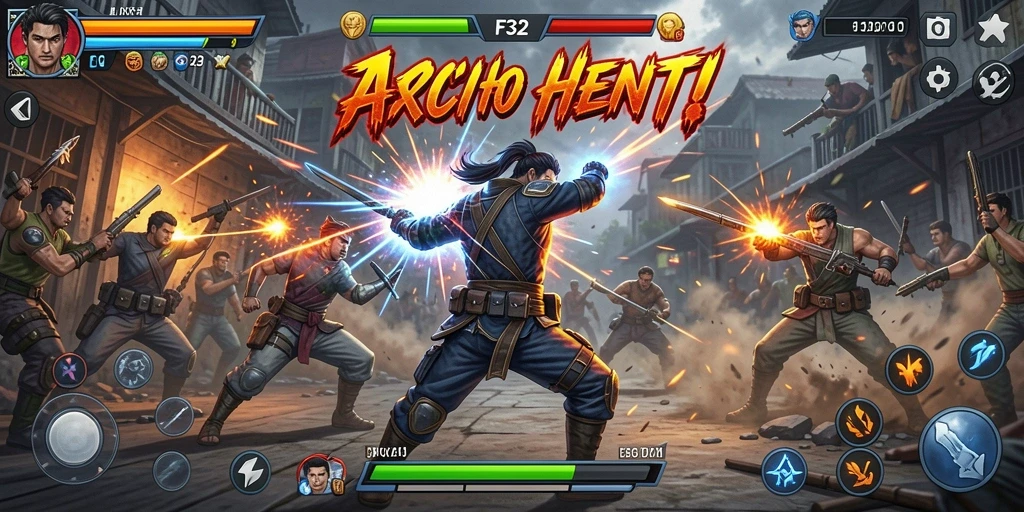 Screenshot F32 menampilkan pertarungan seru dan mendebarkan.