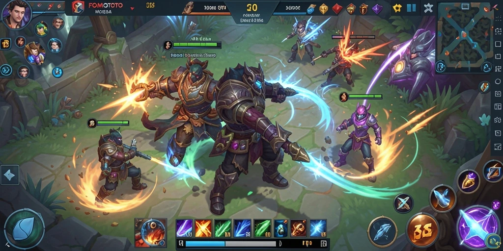 Gameplay seru di dunia FOMOTOTO dengan pertempuran strategis.
