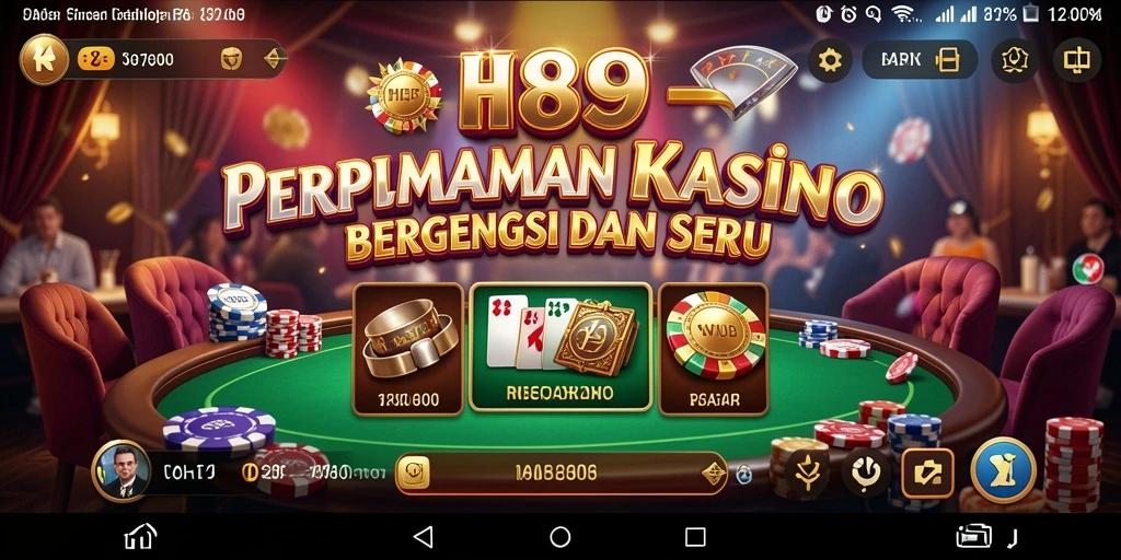 Screenshot gameplay H89 menunjukkan suasana kasino yang mengasyikkan.