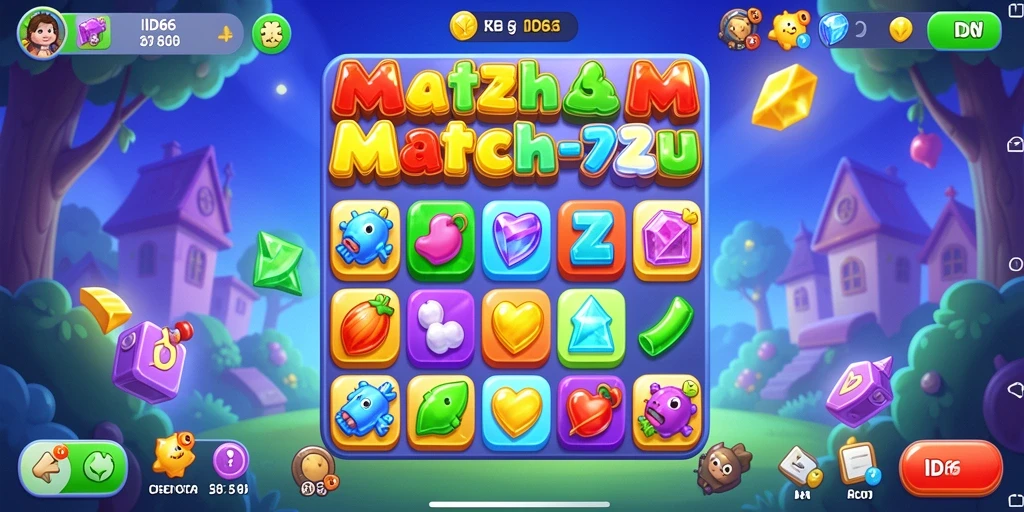 Tampilan gameplay ID66 yang penuh warna dan menarik saat mencocokkan item.