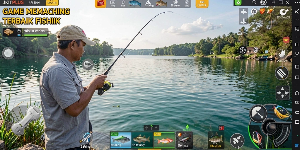 Gameplay JKTPLUS menampilkan aksi seru memancing di lokasi yang menakjubkan.