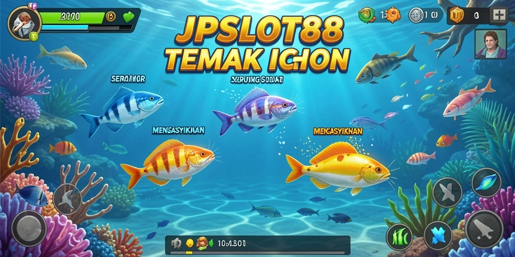 Tampilan gameplay seru JPSLOT88 dengan aksi menembak ikan.