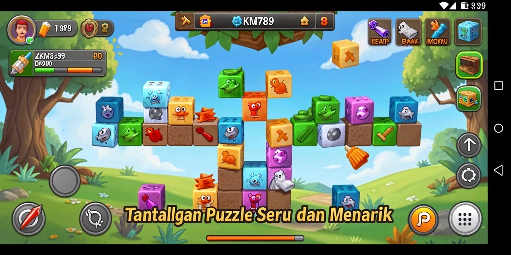 Tampilan gameplay KM789 dengan tantangan puzzle yang menarik.