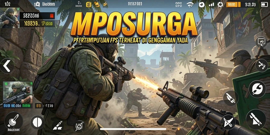 Screenshot gameplay MPOSURGA menampilkan aksi tembak-menembak yang intens.