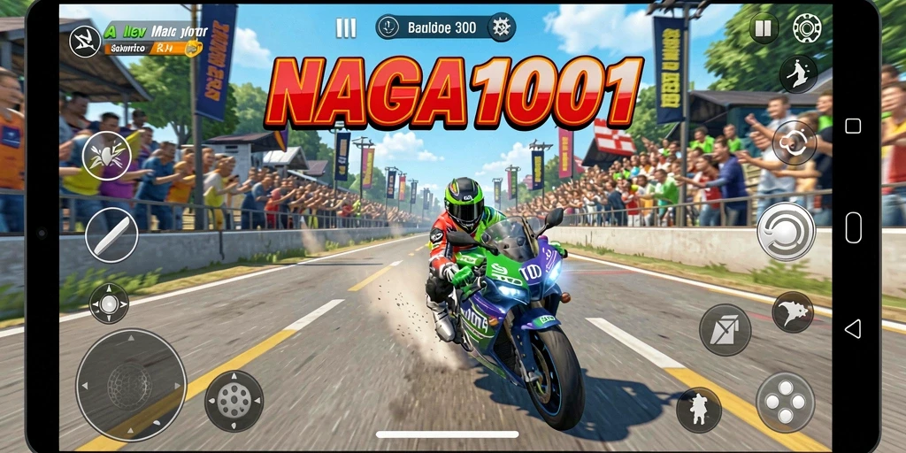 Screenshot gameplay yang menampilkan balapan motor seru.