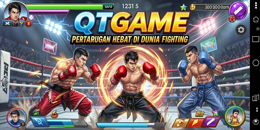 Tampilan menarik saat gameplay Fighting QTGAME yang mendebarkan.