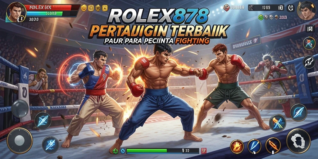 Screenshot gameplay ROLEX878 menampilkan pertarungan seru antarkerakter.