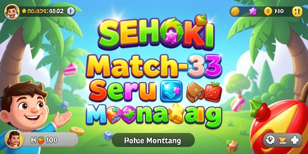 Screenshot gameplay SEHOKI menampilkan aksi mencocokkan item Match-3 dengan dinamis.