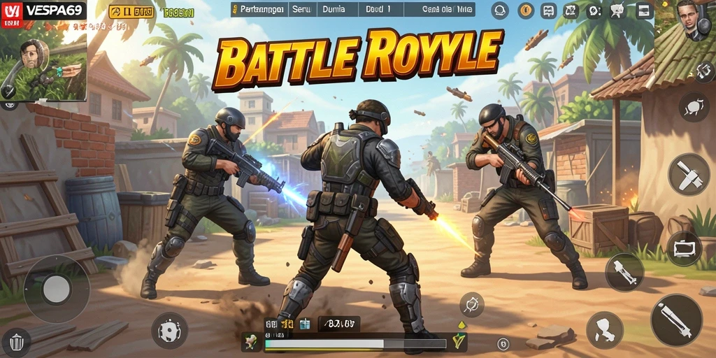 Gameplay VESPA69 menampilkan aksi mendebarkan dalam mode Battle Royale.
