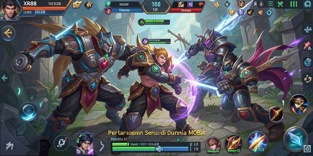 Screenshot gameplay XR88 menampilkan pertarungan seru dengan strategi tim terbaik.